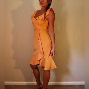 Ruffled orange cream mini dress